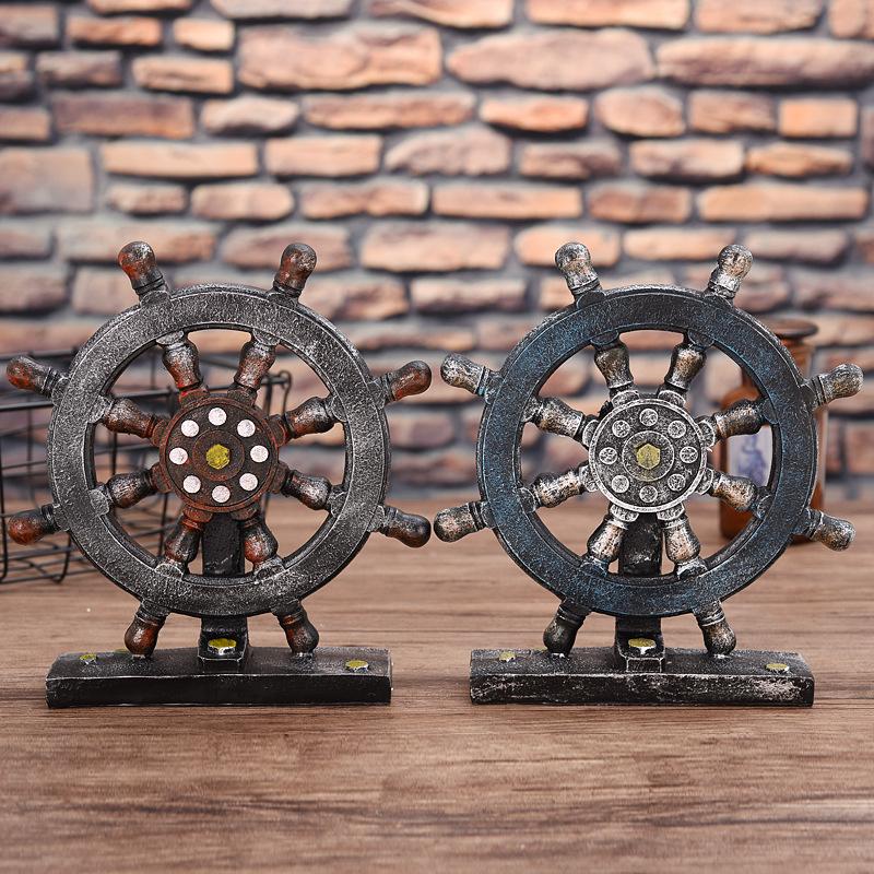 Creative Retro Rudder Compass Model Coffee Shop Window Display Table Props Decorations