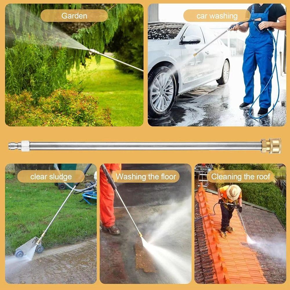 1Pcs Stainless Steel Washer Extension Wand High Pressure Electric Washer Nozzle Spray Lance Rod