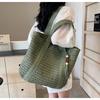 Versatile Solid Color Straw Beach Bag – Large Capacity Vacation Handbag