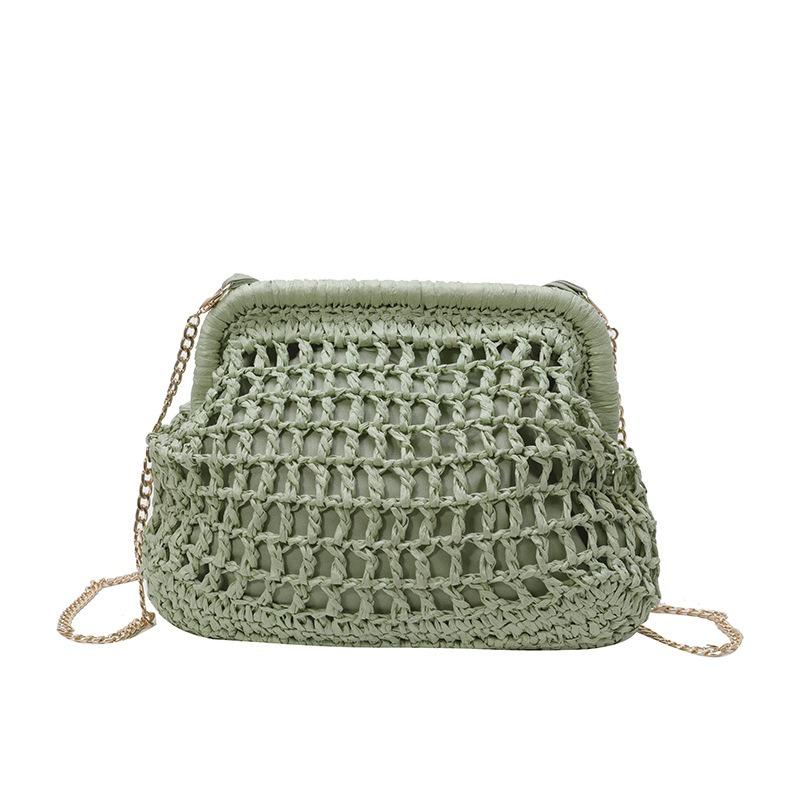 Fashion Beach Bag Shoulder Crossbody Shell Bag Simple Style Women's Versatile Clip Chain Woven Bag