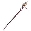 GEMCHIC Women's Vintage Chinese Style Red Sandalwood Hairpin with Cloisonné Flower and Tassel, Elegant Hanfu & Cheongsam Bun Accessory
