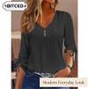 Damen Mode Lässig Einfarbig Druck V-Ausschnitt Langarm Blusen & Hemden