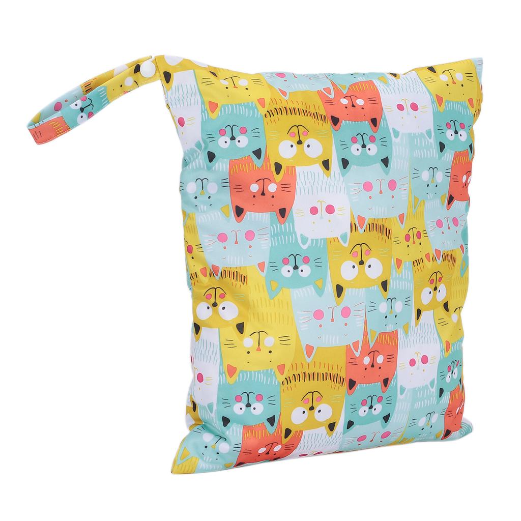 Baby Cloth Diaper Bag Waterproof Reusable Outing Wet Dry Bags with 2 Zippered Pockets