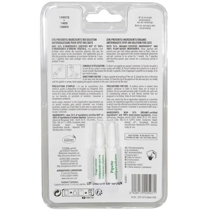Antiparasitic Pipettes - VETOCANIS - Organic Ingredients for Cats