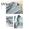 Women Shirt Casual Doll Collar Buttons Half Placket Short Blouse Sleeve Single Breasted Solid Color Loose Fit
