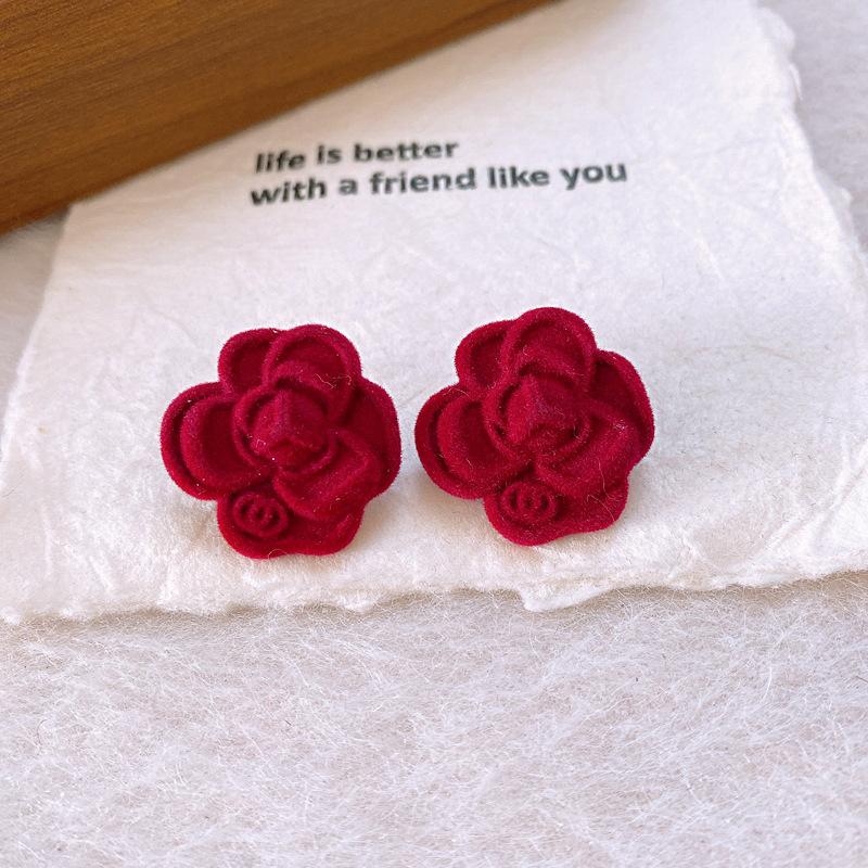 Акола Красные Масляные Капли Круглые Серьги-Гвоздики Любовь Новогодние Модные Серьги Серьги в Гонконгском Стиле Женские