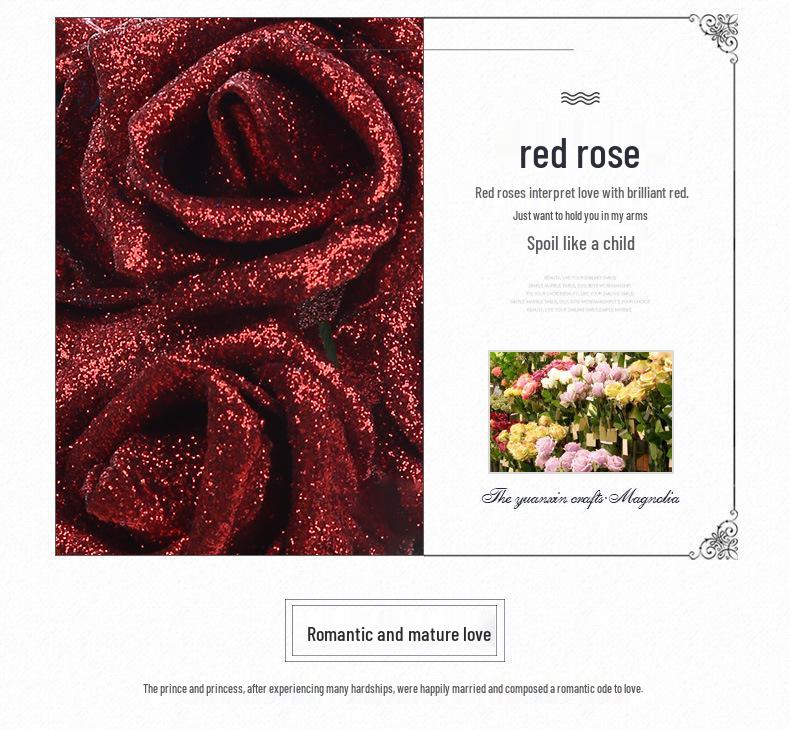 PE Gold Powder Artificial Roses for DIY Bouquets - Valentine's Day, Weddings, Flower Shops