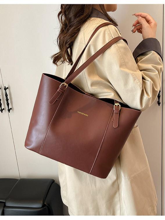 Korean Style Color Block Large Capacity Tote Bag - Women's Fashionable High-End Versatile Shoulder Bag