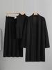 Korean Casual High Neck Knit Cardigan & Wide-Leg Pants Three-Piece Set for Women - Autumn/Winter Style