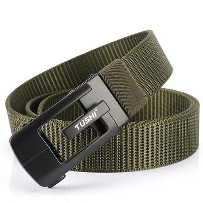 New Men'S Commuting Belt With Automatic Buckle Nylon Waistband, Outdoor Leisure Versatile Double-Layer Thick Belt