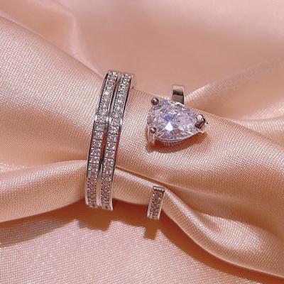 Europa und die Vereinigten Staaten Neuer Multi-Layer Mikro-Set Zirkonring Damenmode Persönlichkeit Großer Stein Farbe Zirkoniumring