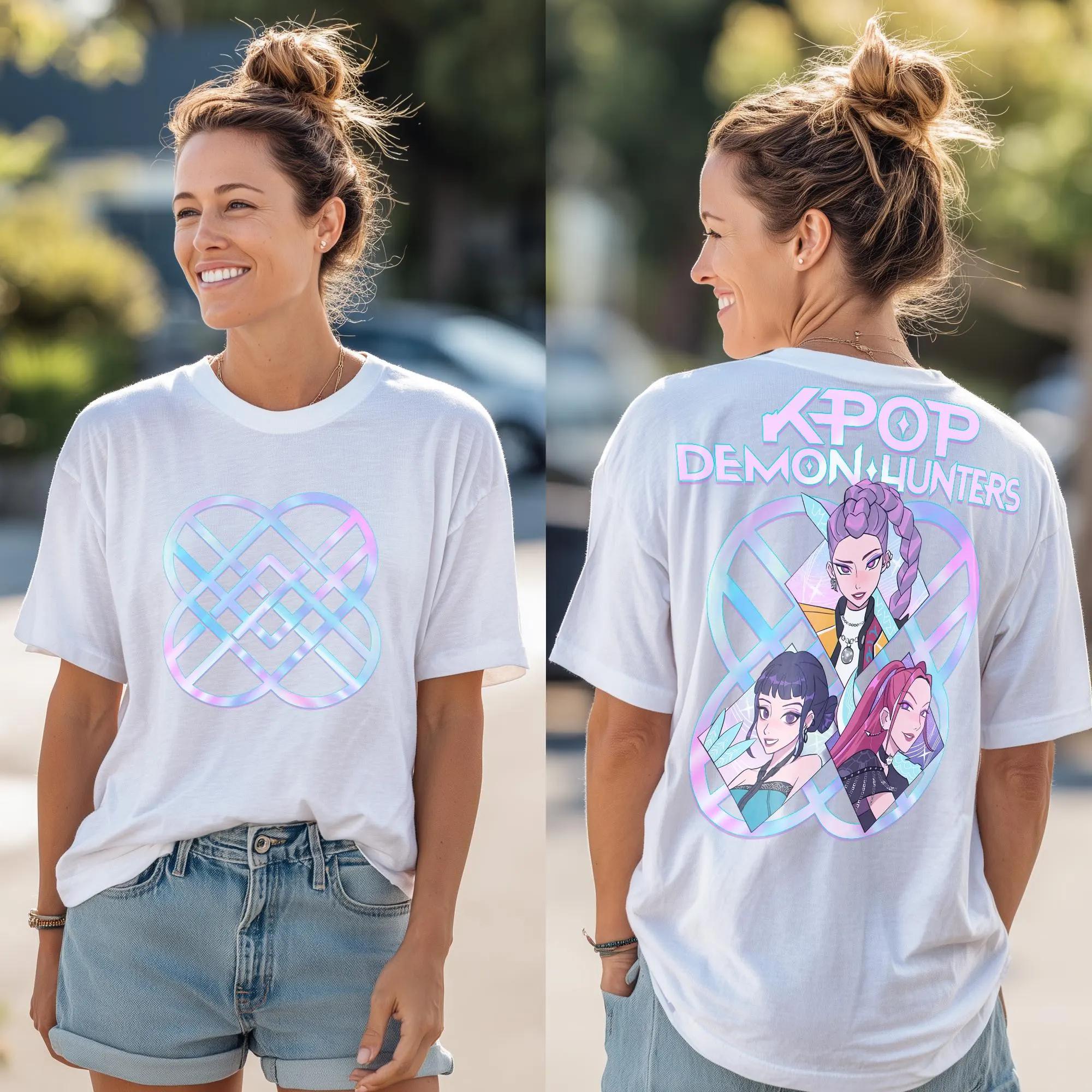 

Футболка Huntrix Heart Kpop Охотники на демонов Saja Бойз-группа Футболка Kpop Футболка Huntrix Охотник на демонов Футболка Huntrix для девочек 3XL