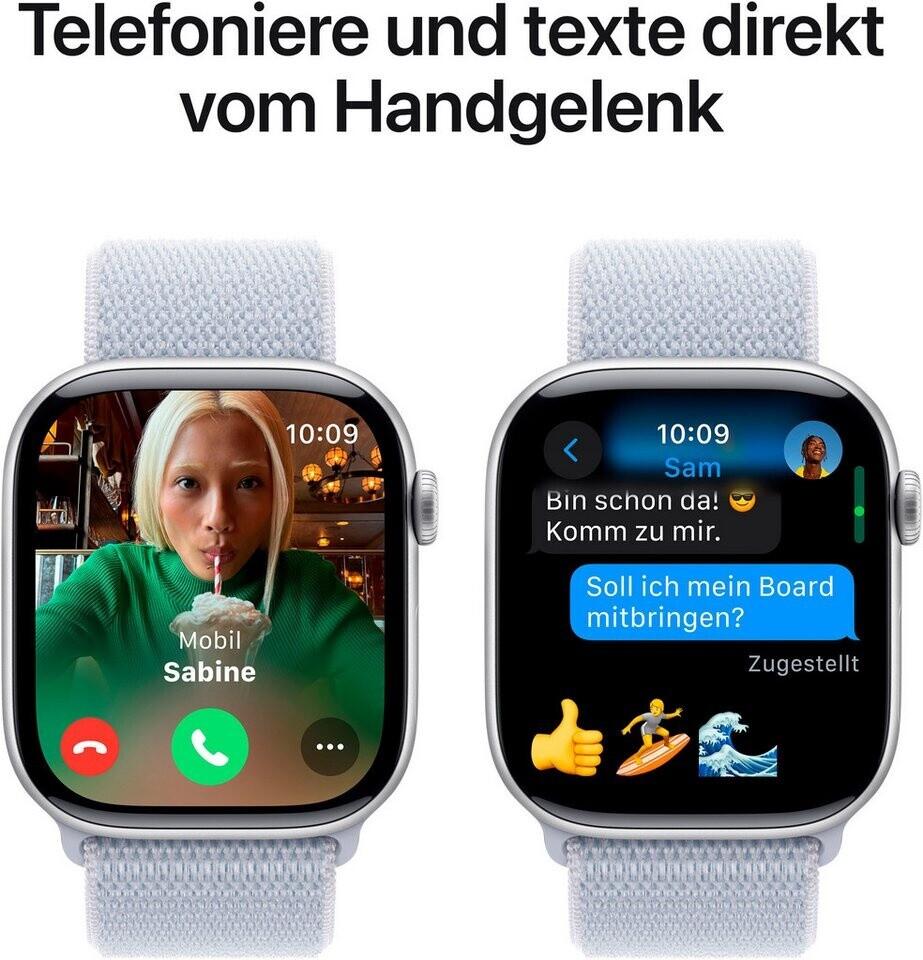Apple Watch Series 10 GPS 46mm Aluminium Silber Sport Loop Blaue Wolke