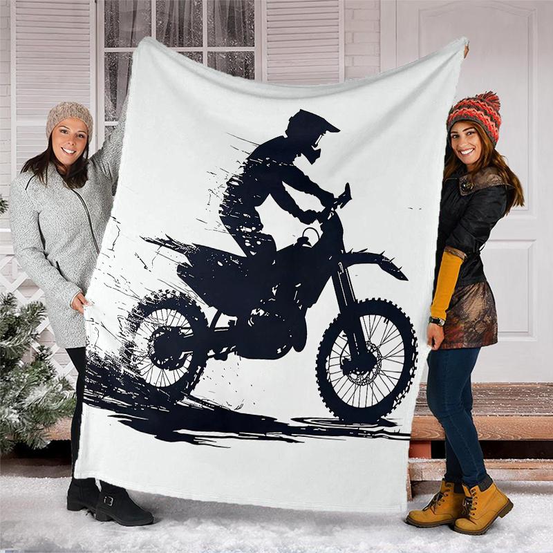 Coperta a Tema Stampata con Motivi di Moto da Fuoristrada - Perfetta per Divano, Letto, Viaggi e Uso Esterno | Lavabile in Lavatrice, Accogliente e Resistente.