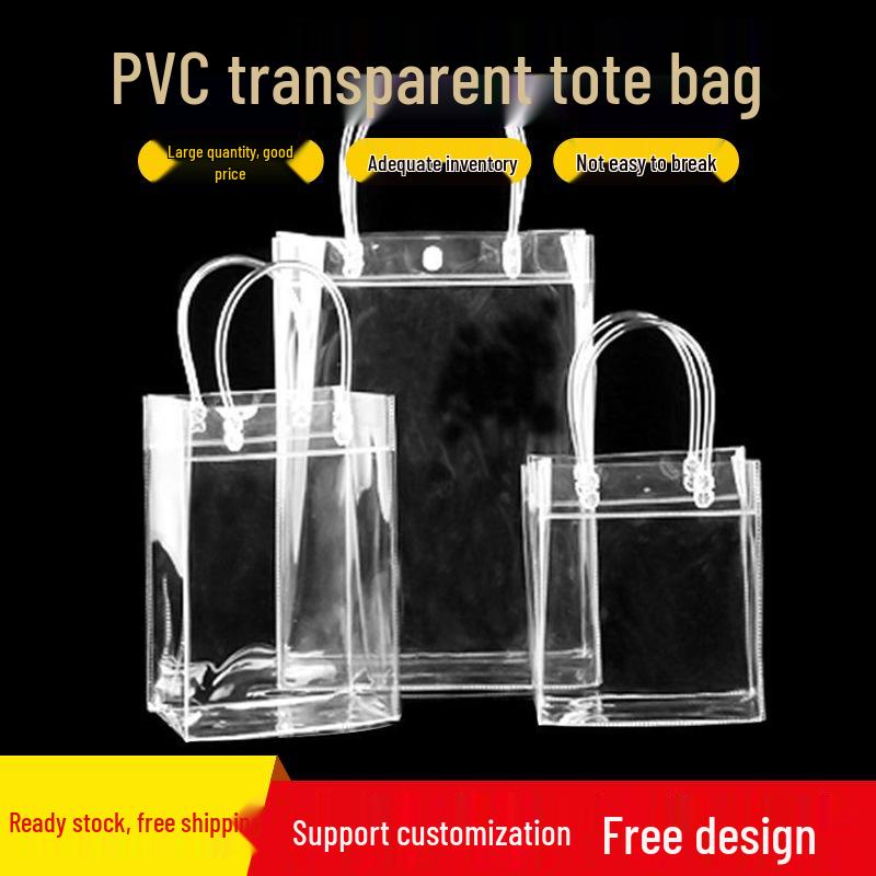 Transparent PVC Handbag with Snap Closure for Wedding Candy and Wine Souvenir