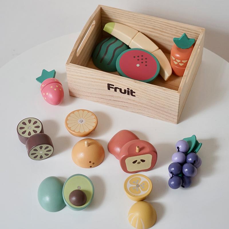 2024 Wooden Fruit & Veggie Cut-Cut Playset - Mini Kitchen Role-Playing Toy
