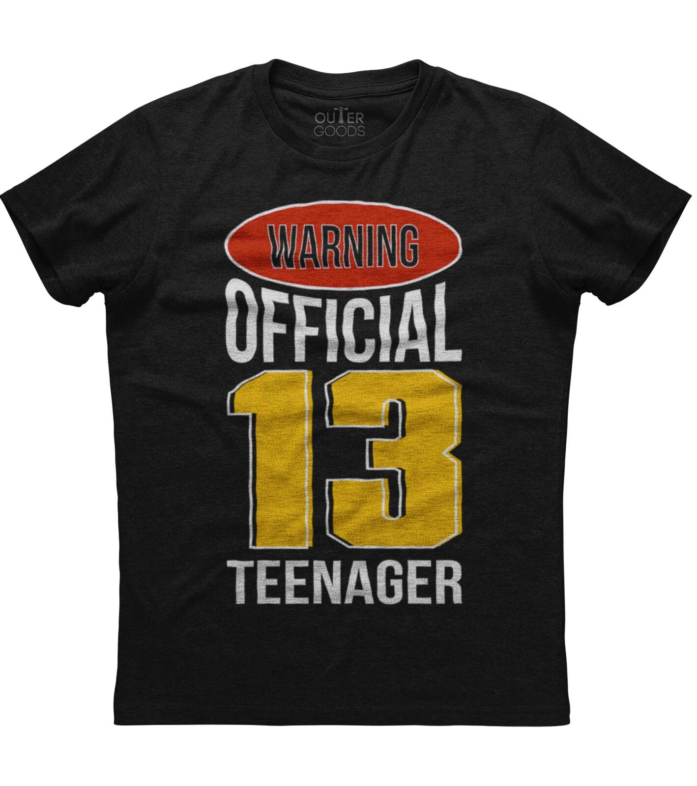 Warning Official 13 Years Old Teenager Mens Short Sleeve Cotton Black T-shirt L