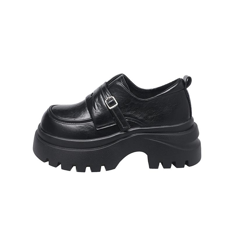 French Fashion Platform Loafers Women's 2025 Spring and Autumn New Versatile British Style Casual Height-increasing Small Leather Shoes
