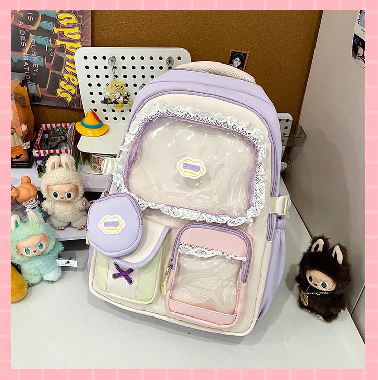 

Japanese Anime Girl School Backpack With Multicompartment Nylon For Students фіолетовий
