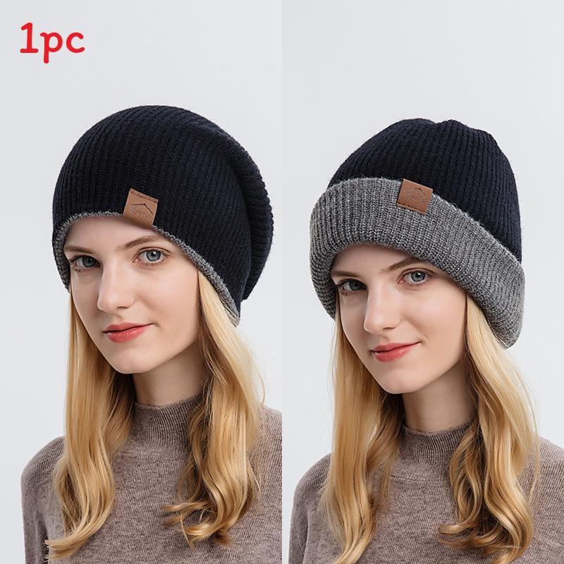 Knitted Hat Unisex With Solid Color Warm Hat Can Be Worn Both Inside And Outside