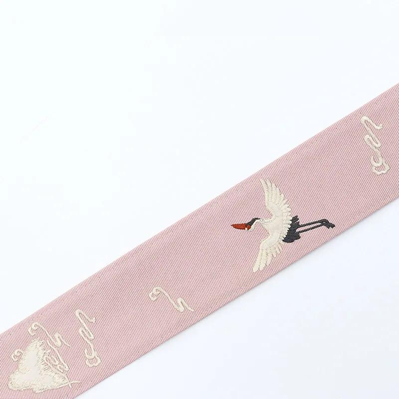 100x6.5cm Vintage Chinese Crane Embroidered Jacquard Ribbon Trim Braid Trimmings Sewing Lace for DIY Clothing Home Fabic Decor