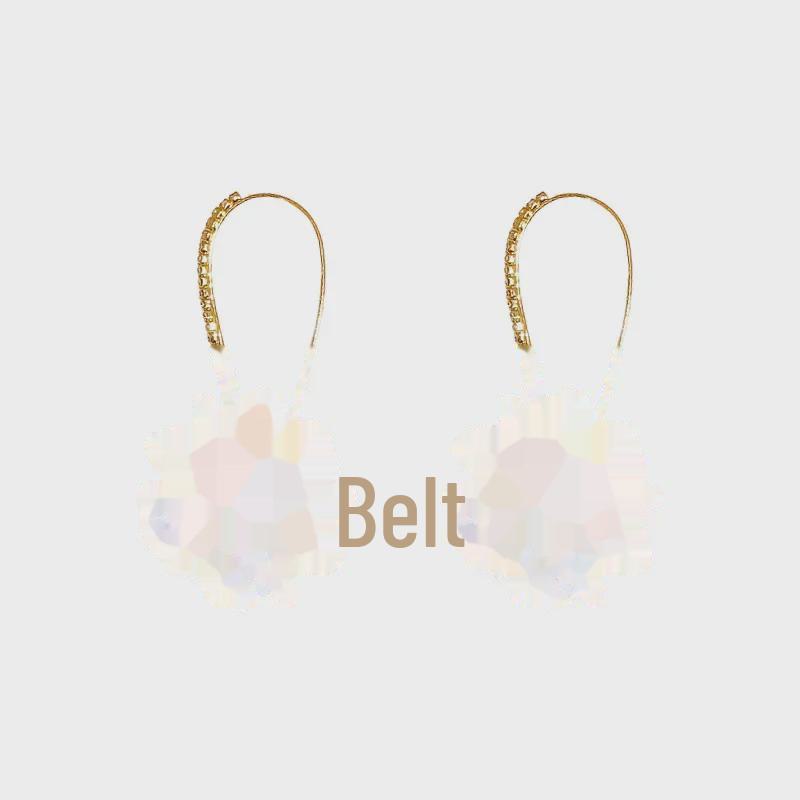 Elegante lange Acryl-Ohrringe im französischen Stil mit Blütenblättern und Diamantakzenten