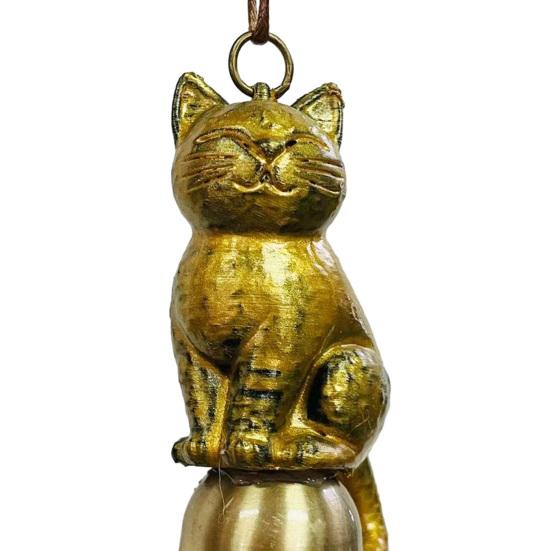 Cat Wind Chime Outdoor Kitten Design Wind Chime Garden Metal Cat Statue Hanging Memorial Ornament for Porch Decoration Cat Lovers Gift