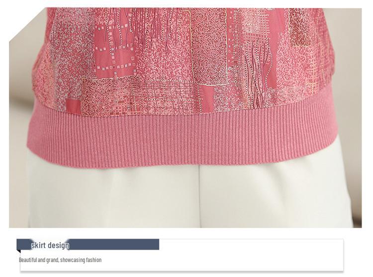 Plus-Size Ice Silk Short-Sleeve T-Shirt for Elderly Women - Summer Maternity Wear