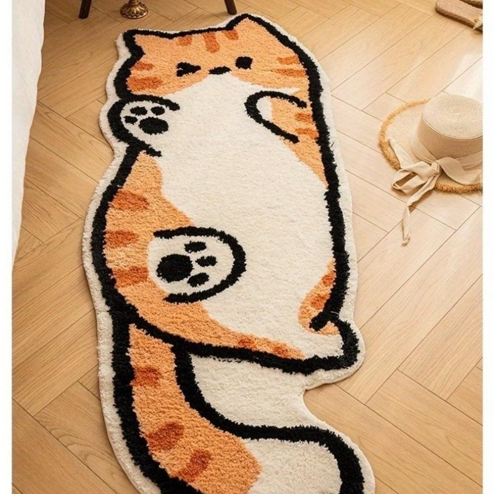Non Slip Cat Shaped Floor Mat Soft Floor Mat Cartoon Bedroom Rug  for Bedroom