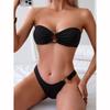 Bikini Set for Women Solid Color 2 Piece Swimsuit Sexy Halter Lace-up Backless Thong Beach Vacation Swimwear New