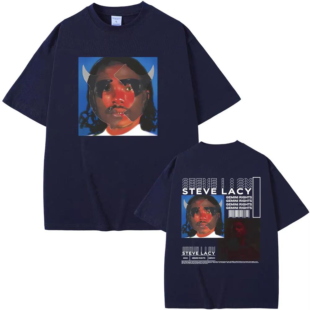 Heißer Verkauf Rapper Steve Lacy Gemini Rights Album Cover Beidseitiger Druck T-Shirt Herren Damen Mode Trendiges T-Shirt Y2K Harajuku Punk T-Shirt