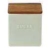 LOLO KAKU Square Sugar Storage Container Canister Ceramic Teak Wooden Lid Made In Japan Japanese Tableware Sugar Container Salt Condiment Container