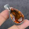 Citrine Handmade 925 Sterling Silver Jewelry Pendant 2.09" W2w92