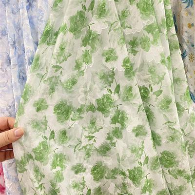 100x150cm Jacquard Chiffon Fabric Summer for Dresses Skirts Shirt T-shirt Sewing Needlework Cloth Thin Soft Breathable Flower