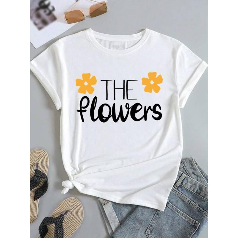 (European Size) Sweet Love Women Trend Cute Short Sleeve Fashion Tee Top Clothing Print Lady Casual T-shirt Female Graphic T-shirts