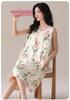 Cute Cartoon Summer Cotton Nightgown with Removable Pads for Women