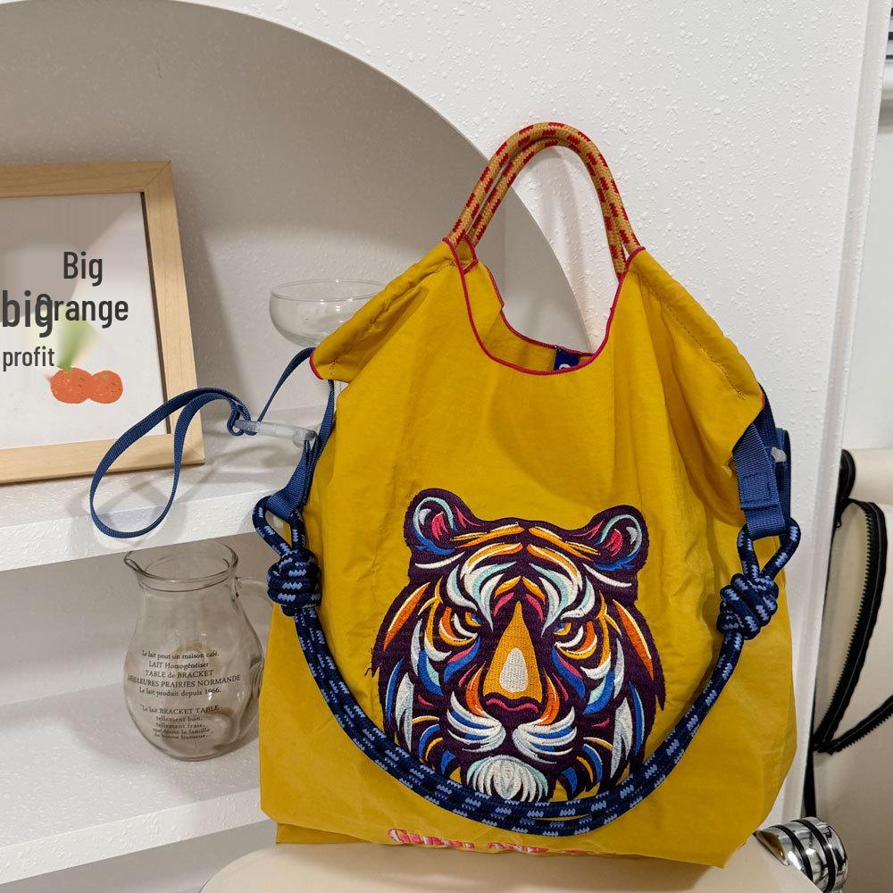 GUANchain Umweltfreundliche Damen-Handtasche: Exquisite gestickte Nylon-Einkaufstasche mit einer Schulter
