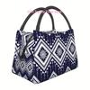 1pc Blue Bohemian Style Reusable Refrigerated Bag, Insulated Bag, Insulated Lunch Bag, for Camping, Picnics, Beach, Su