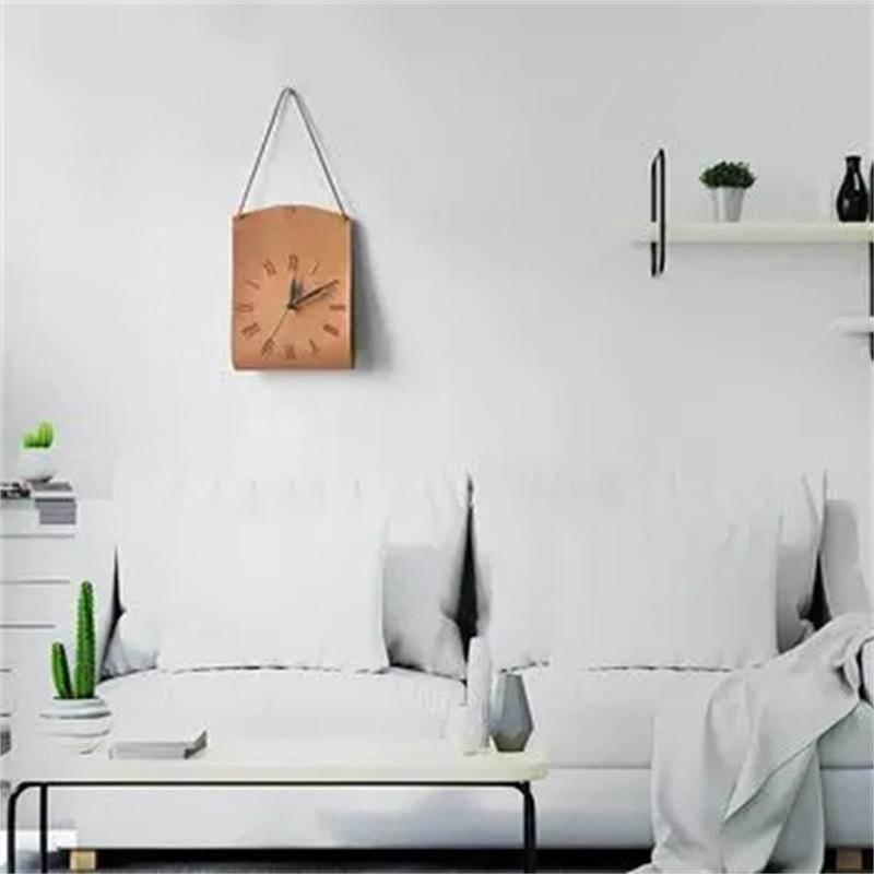 Zegar ścienny w stylu vintage z PU skóry w kształcie torby, kreatywny zegar w stylu sztuki nowoczesnej, dekoracja do zawieszenia na ścianie, salon, sypialnia, cichy zegar retro
