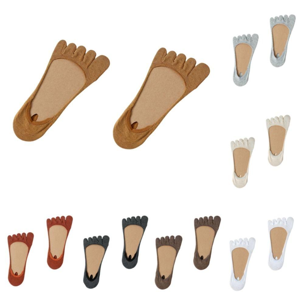 2Pcs Breathable Invisible Socks Womens Thin Five Toe Socks All Match Cotton Boat Socks  Summer