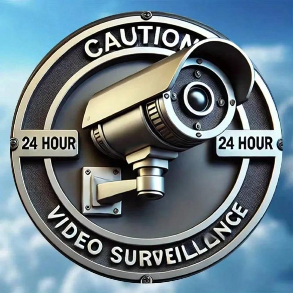 Security Camera Metal Sign 2D Flat Retro Style Home Decor Wall Art Vintage