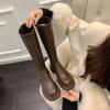 Flat Mouth High Boots Thick Sole 32-34 Size Velvet But Knee Fat Mm Widened Martin Boots