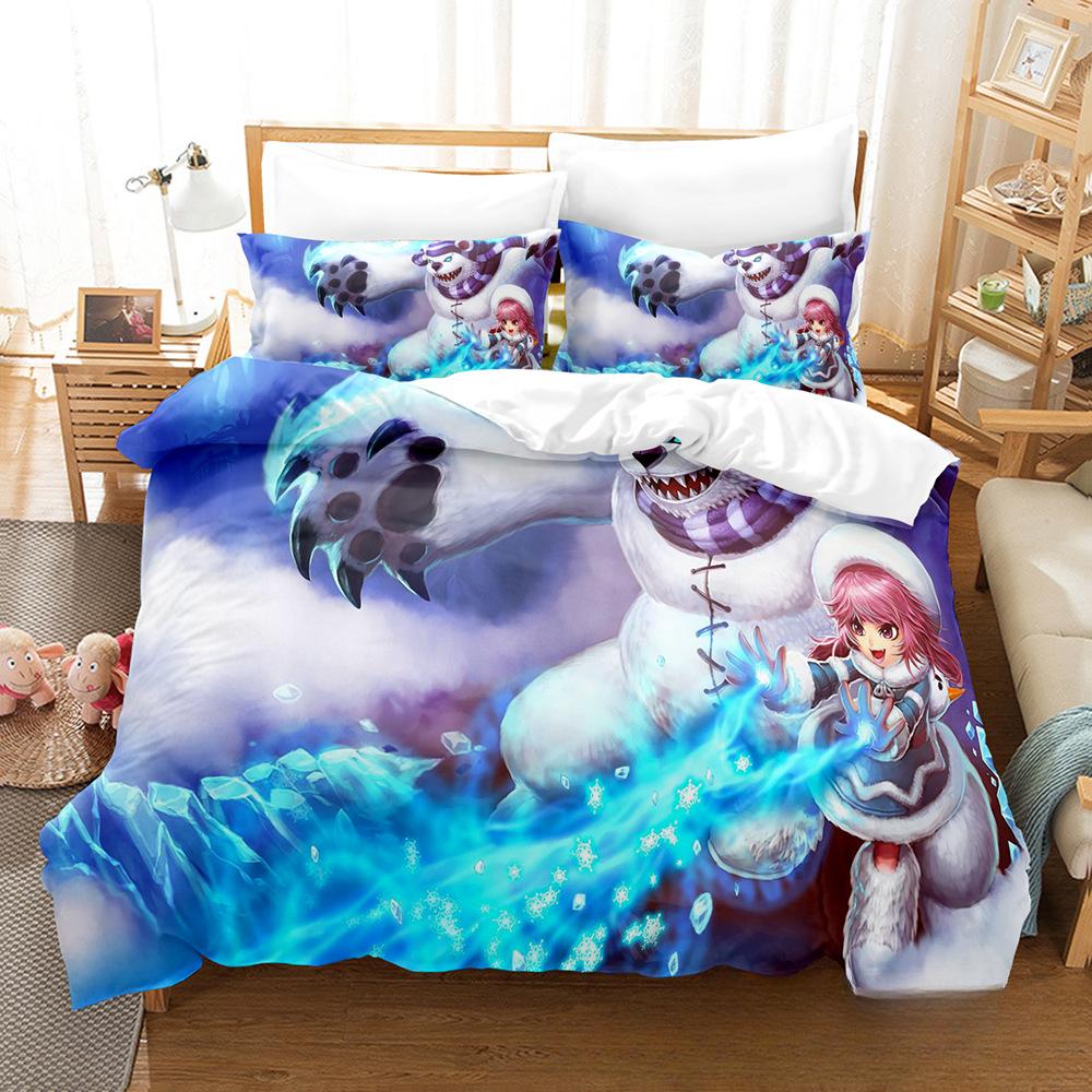 Comforter League Of Legends Lady Of Luminosity And Vn Design Quilt Set Three-Piece Lol Game Character Print Bedding King Size