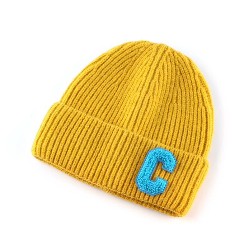 Autumn and Winter Letter Embroidery Big C Student Couple Knitted Hat Outdoor Warm and Cold Wool Hat