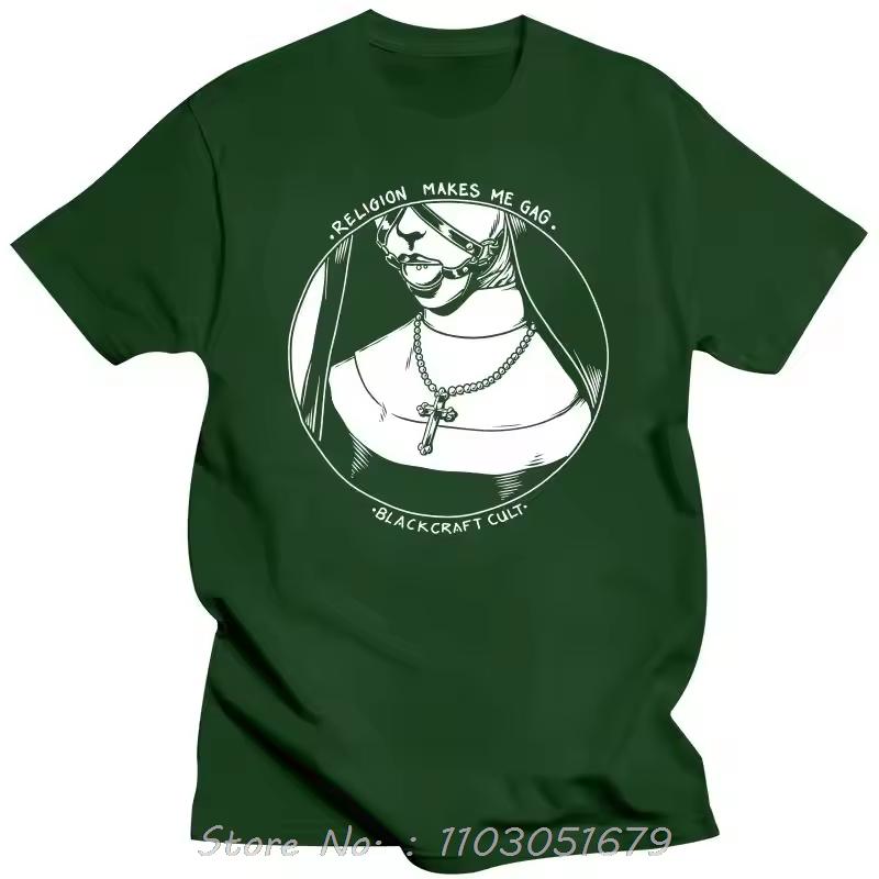 Stampa Dark Nun Abbigliamento Uomo T-shirt Oversize Estiva Camisetas La Religione Rende Maglietta Fitness Scherzo Blackcraft Cult Cotone T-shirt