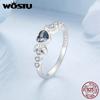 WOSTU 925 Silver Heart Mystic Topaz Promise Ring For Moon Style Shiny Zircon Band Rings Party Jewelry Gift for Family