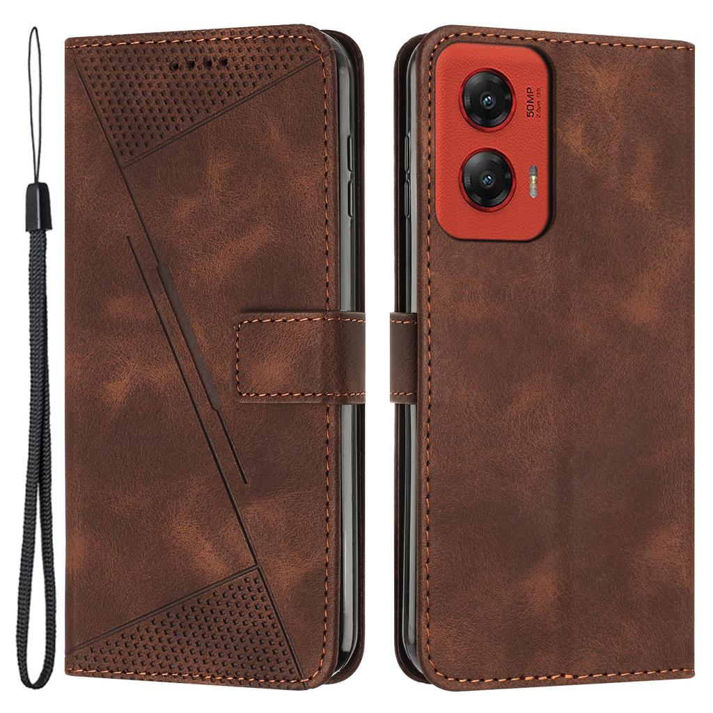 For Motorola Moto G Stylus 5G (2024) Wallet Case PU Leather Phone Cover Triangle Imprinted