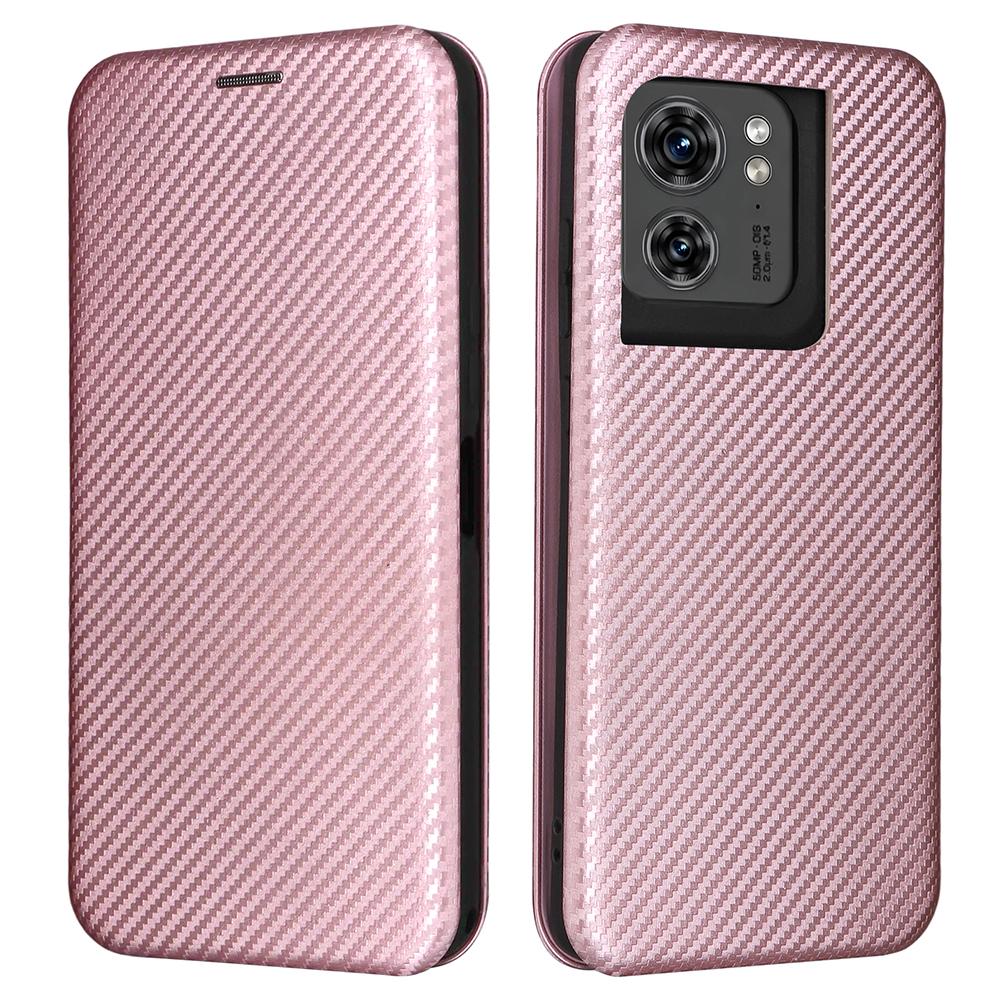 

Для Motorola Edge (2025) Чохол 5G Текстура вуглецевого волокна Ударостійкий Чохол для телефону з ПУ шкіри Rose Gold