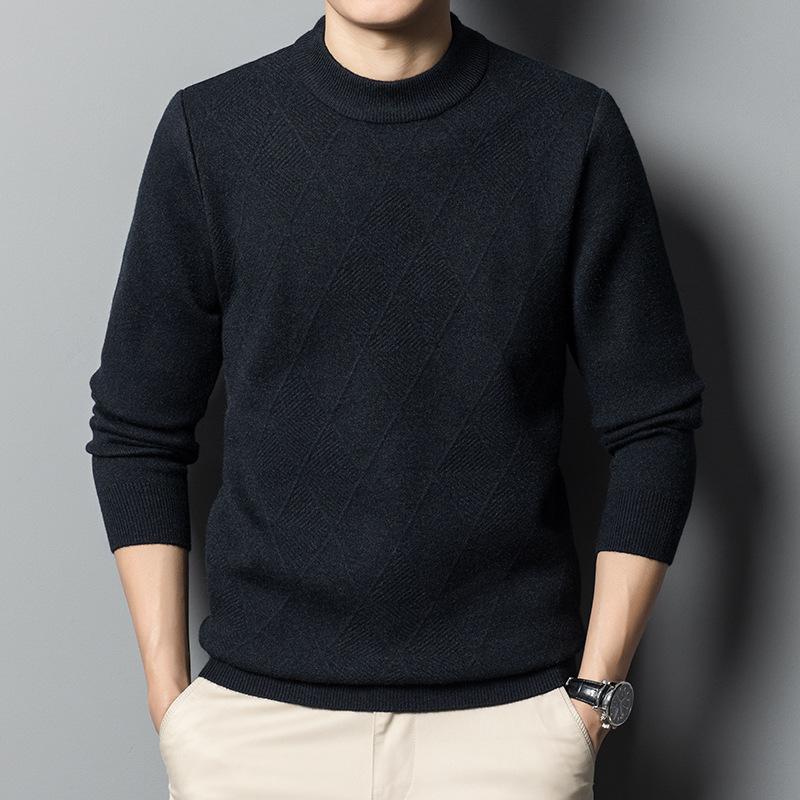 Autumn and Winter New Anti-pilling Sweater Semi-turtleneck Long-sleeved Top Casual Bottoming Shirt Thickened Knitted Sweater Men