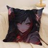 NineTailed Fox Girl Cushion Cover Silky Short Plush Invisible Zipper Dustproof Sofa Pillow Case for Home Decor